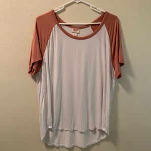 White with orange sleeve tee